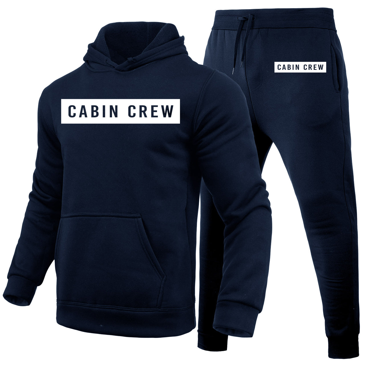 Cabin Crew Text Designed Hoodies & Sweatpants Set