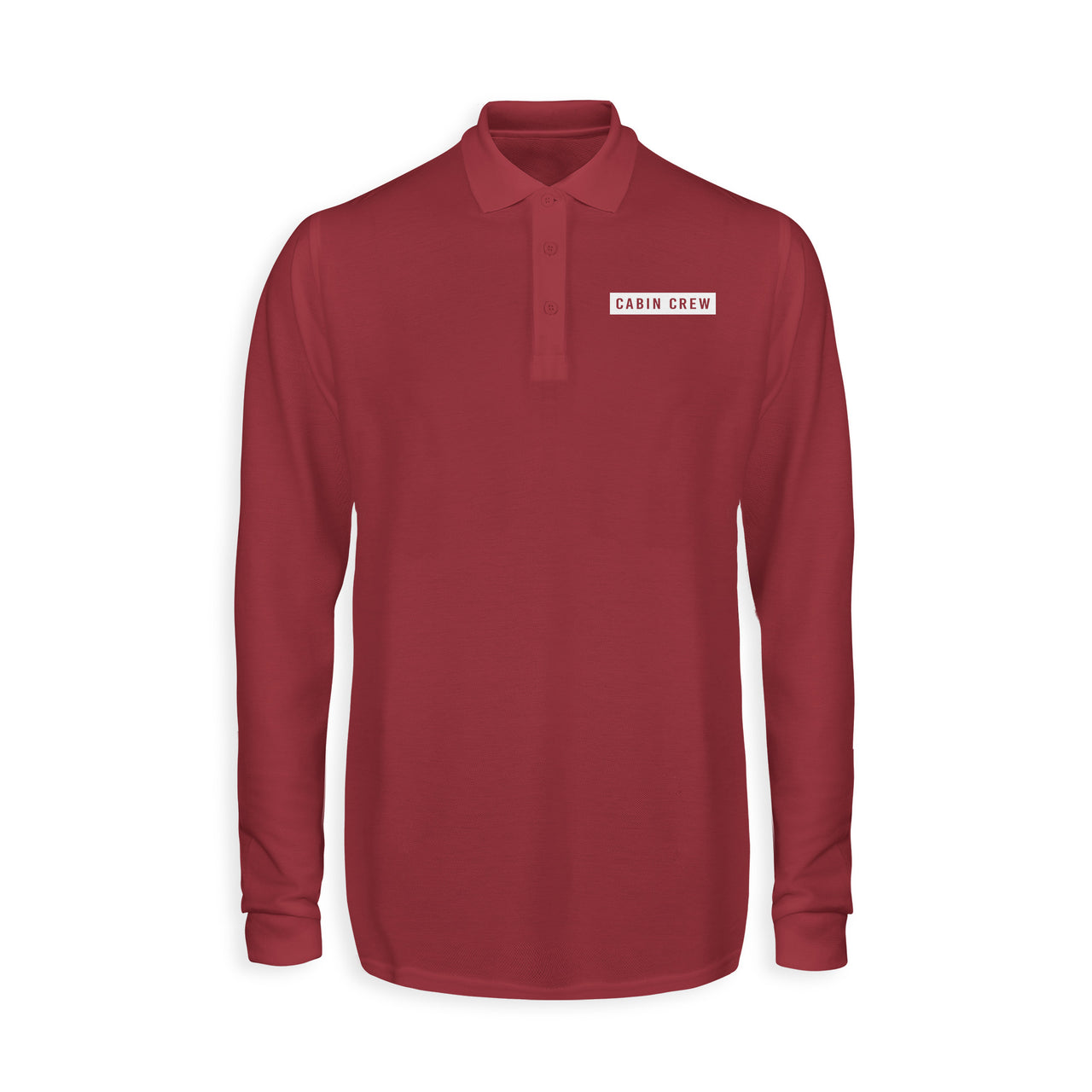 Cabin Crew Text Designed Long Sleeve Polo T-Shirts