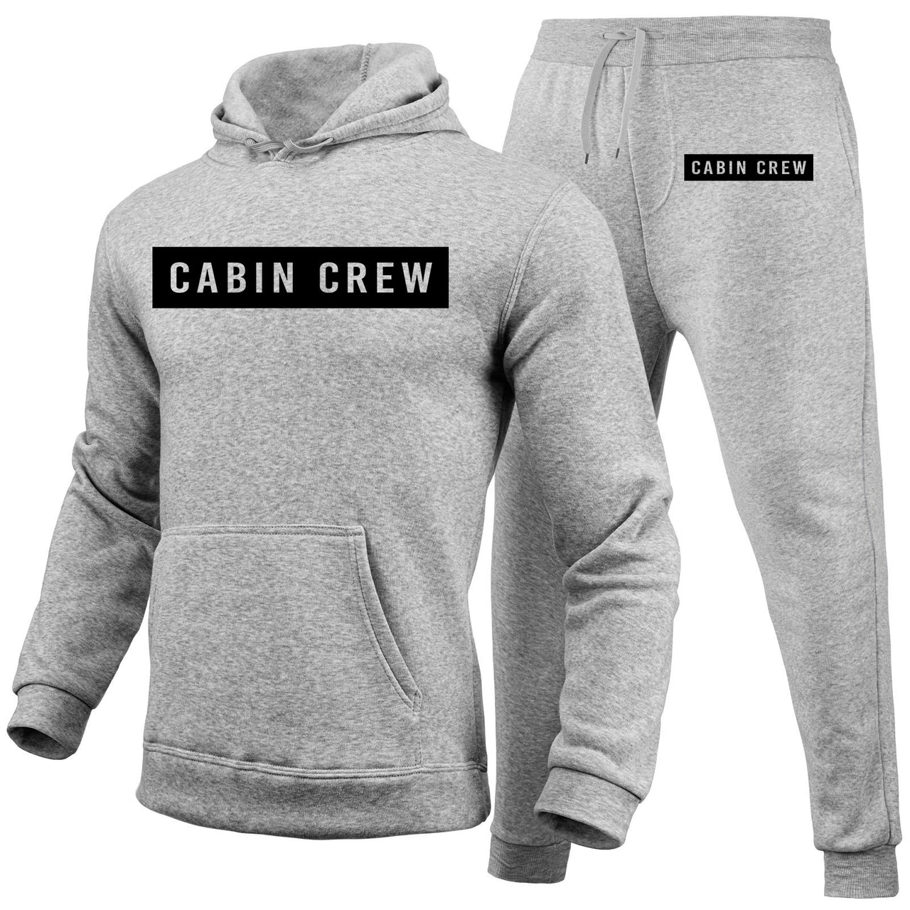 Cabin Crew Text Designed Hoodies & Sweatpants Set