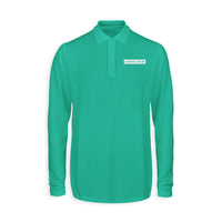 Thumbnail for Cabin Crew Text Designed Long Sleeve Polo T-Shirts