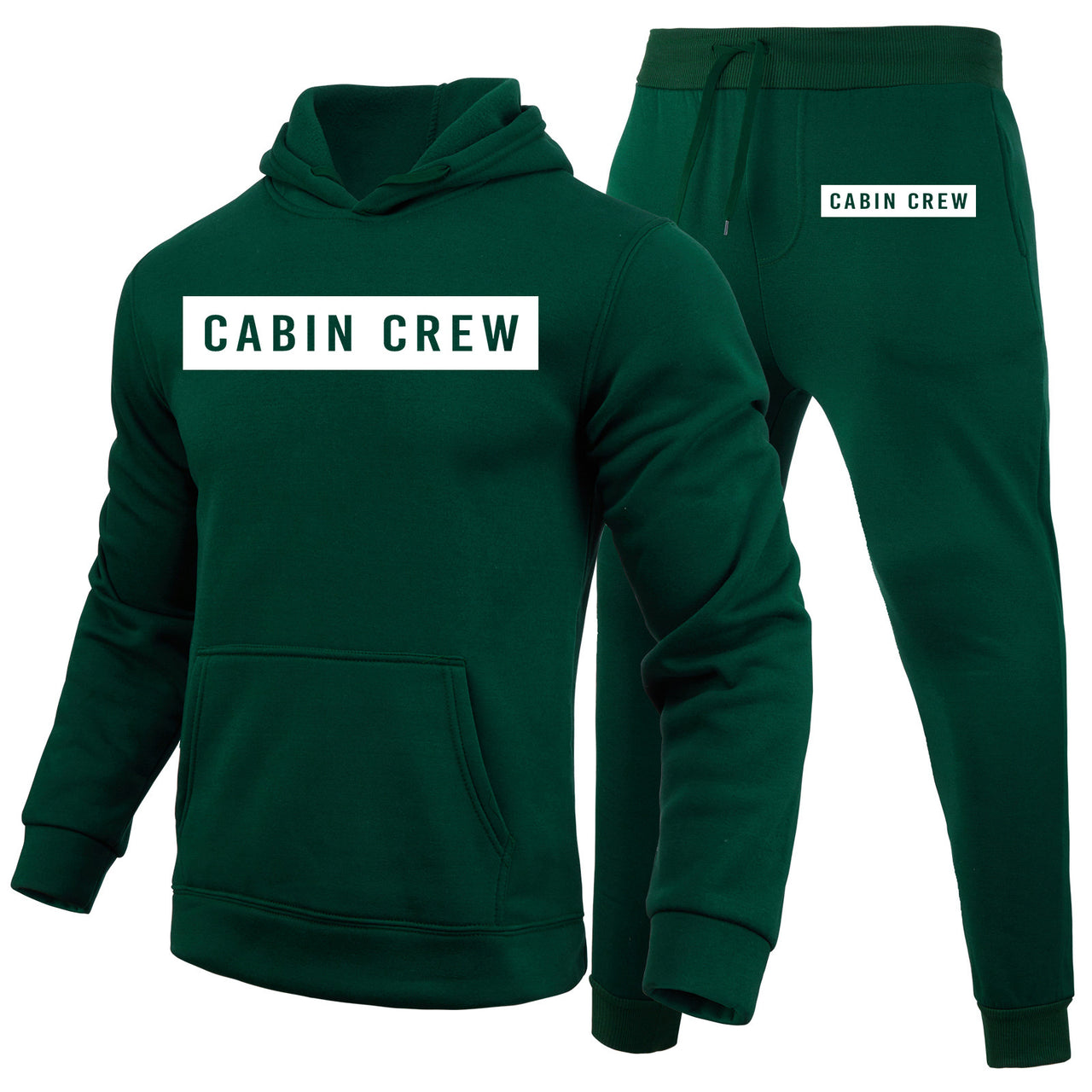 Cabin Crew Text Designed Hoodies & Sweatpants Set