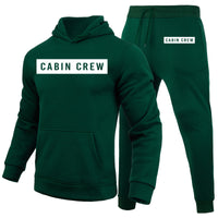 Thumbnail for Cabin Crew Text Designed Hoodies & Sweatpants Set