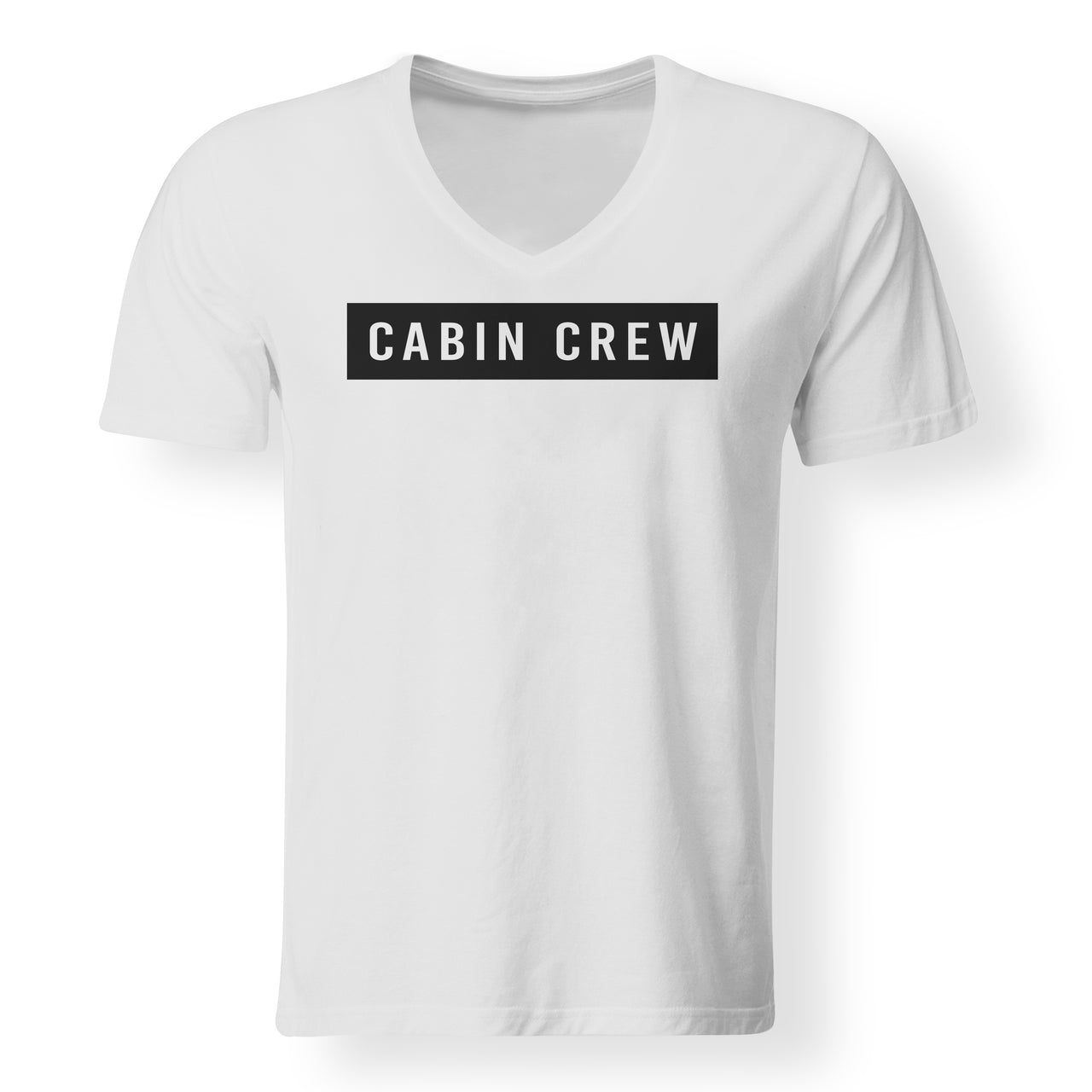 Cabin Crew Text Designed V-Neck T-Shirts