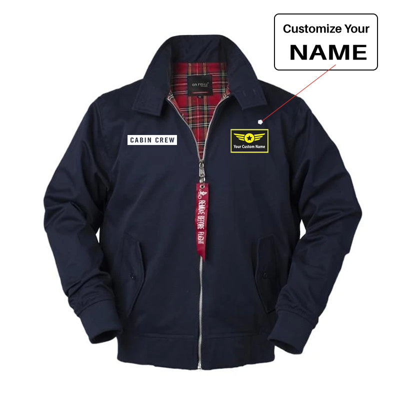 Cabin Crew Text Designed Vintage Style Jackets