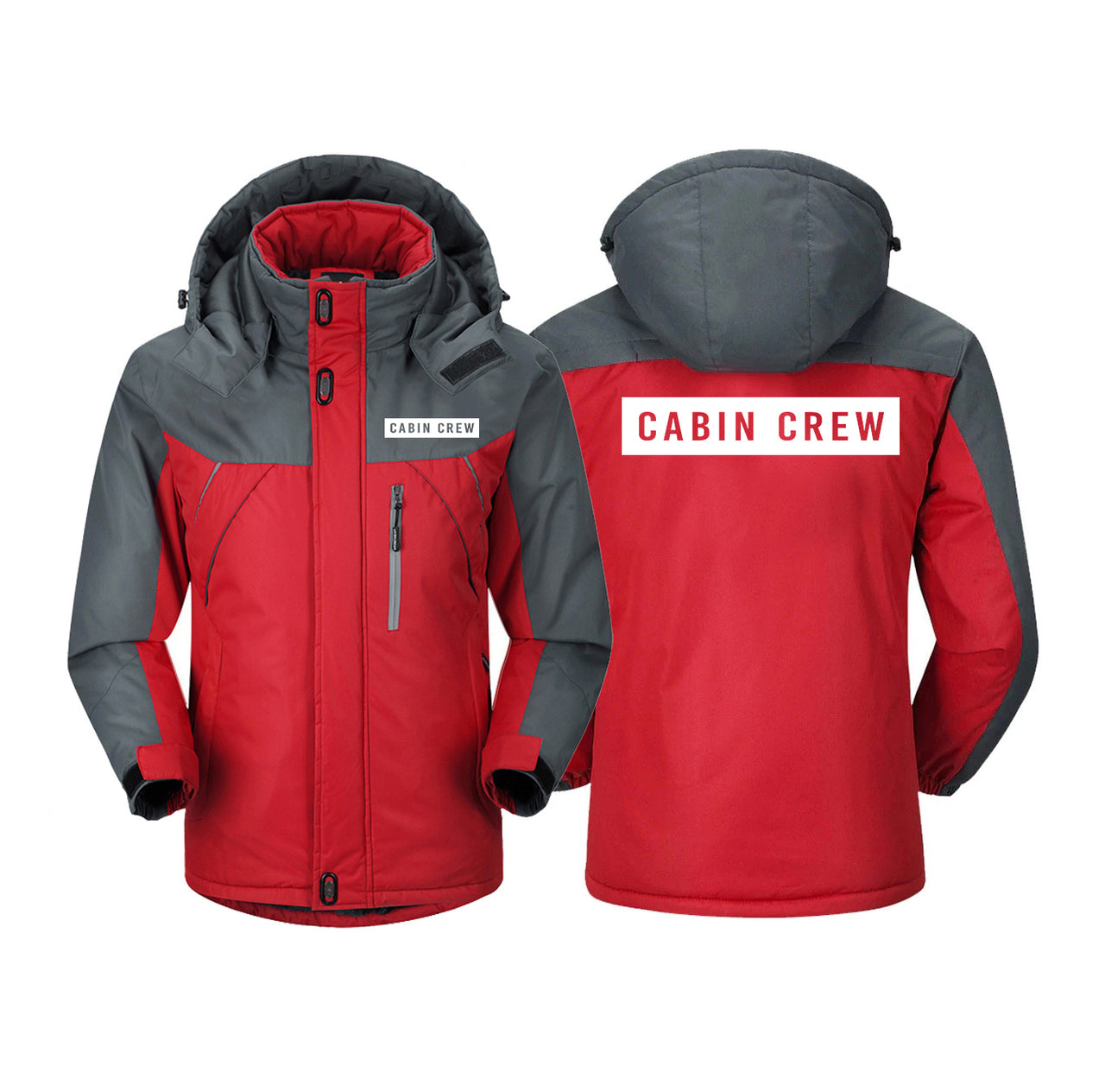 Cabin Crew Text Designed Thick Winter Jackets