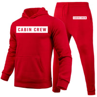 Thumbnail for Cabin Crew Text Designed Hoodies & Sweatpants Set