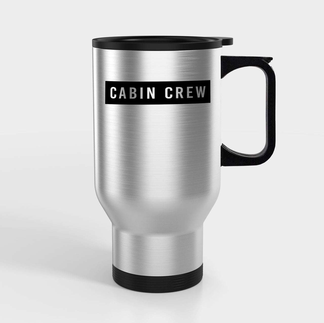 Cabin Crew Text Designed Travel Mugs (With Holder)