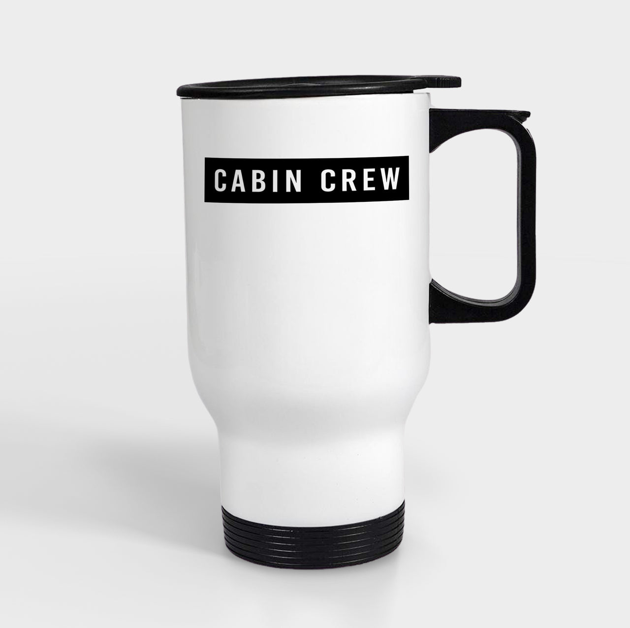 Cabin Crew Text Designed Travel Mugs (With Holder)