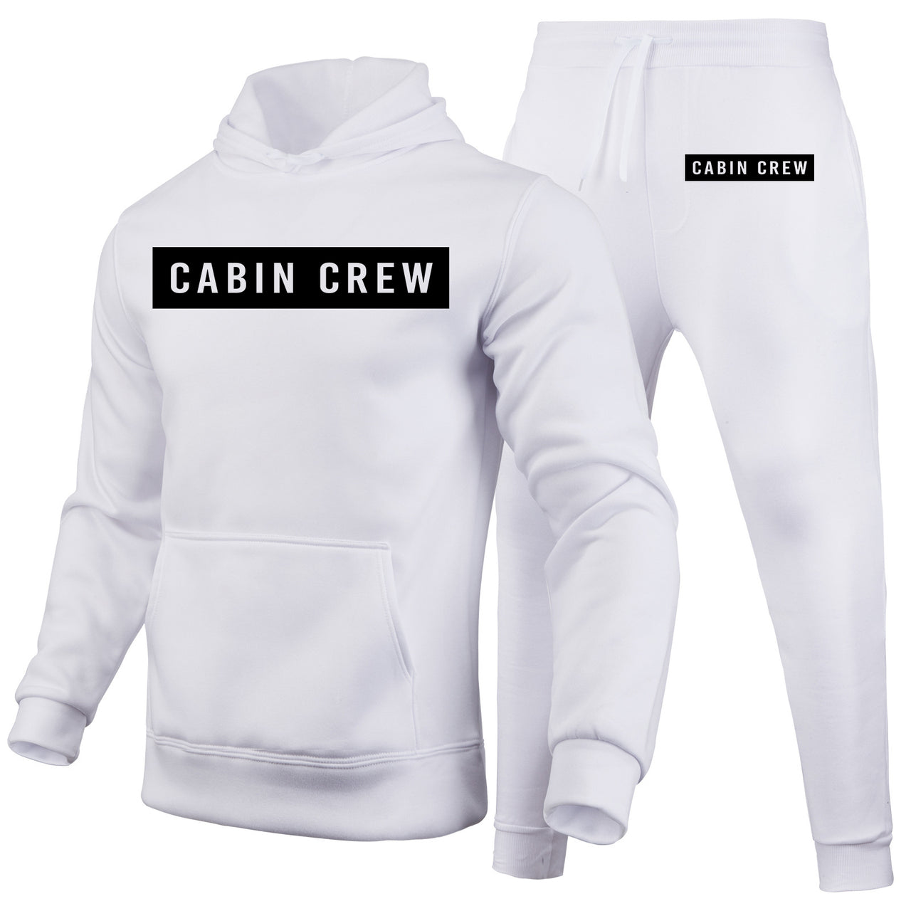 Cabin Crew Text Designed Hoodies & Sweatpants Set