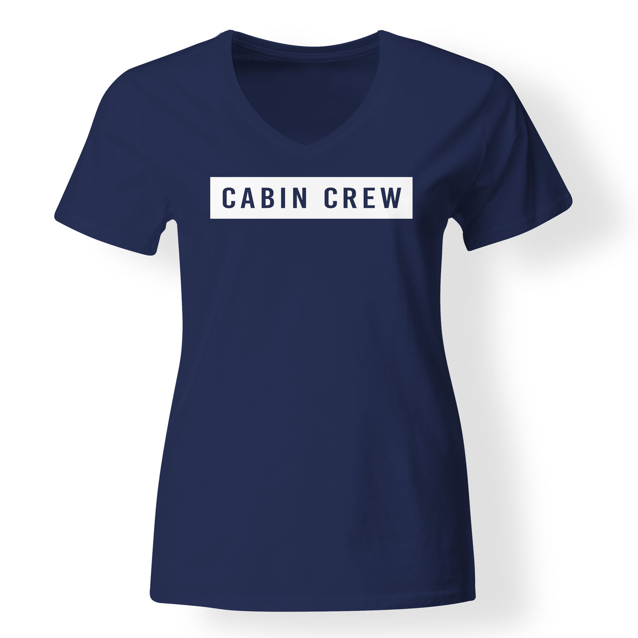 Cabin Crew Text Designed V-Neck T-Shirts
