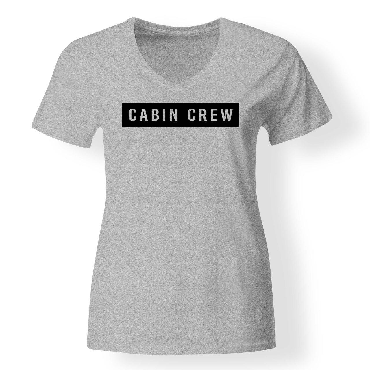 Cabin Crew Text Designed V-Neck T-Shirts