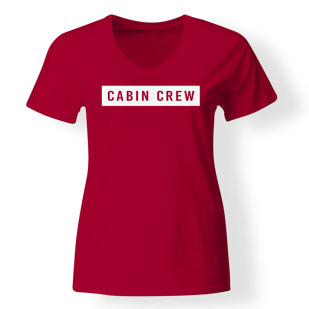 Cabin Crew Text Designed V-Neck T-Shirts