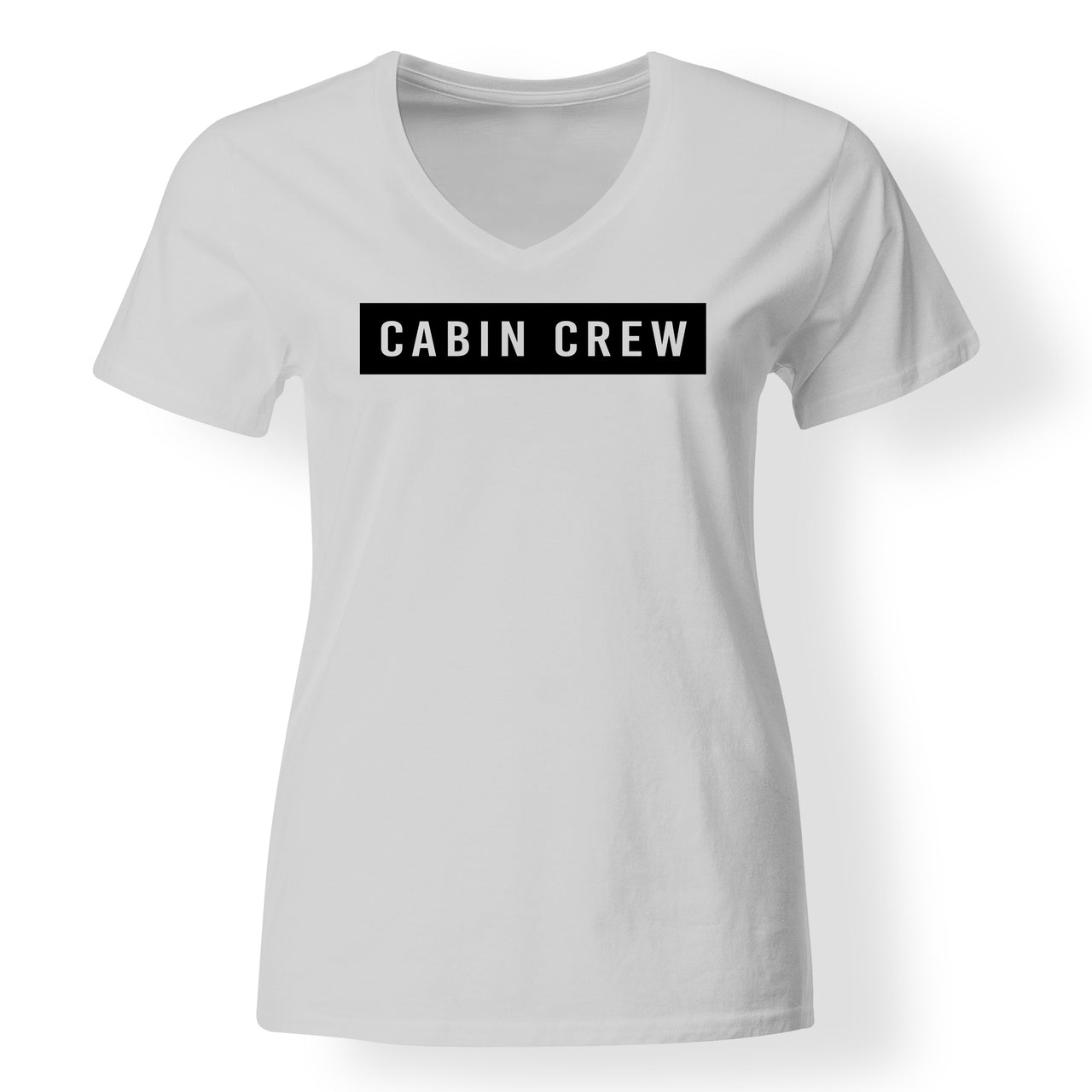 Cabin Crew Text Designed V-Neck T-Shirts