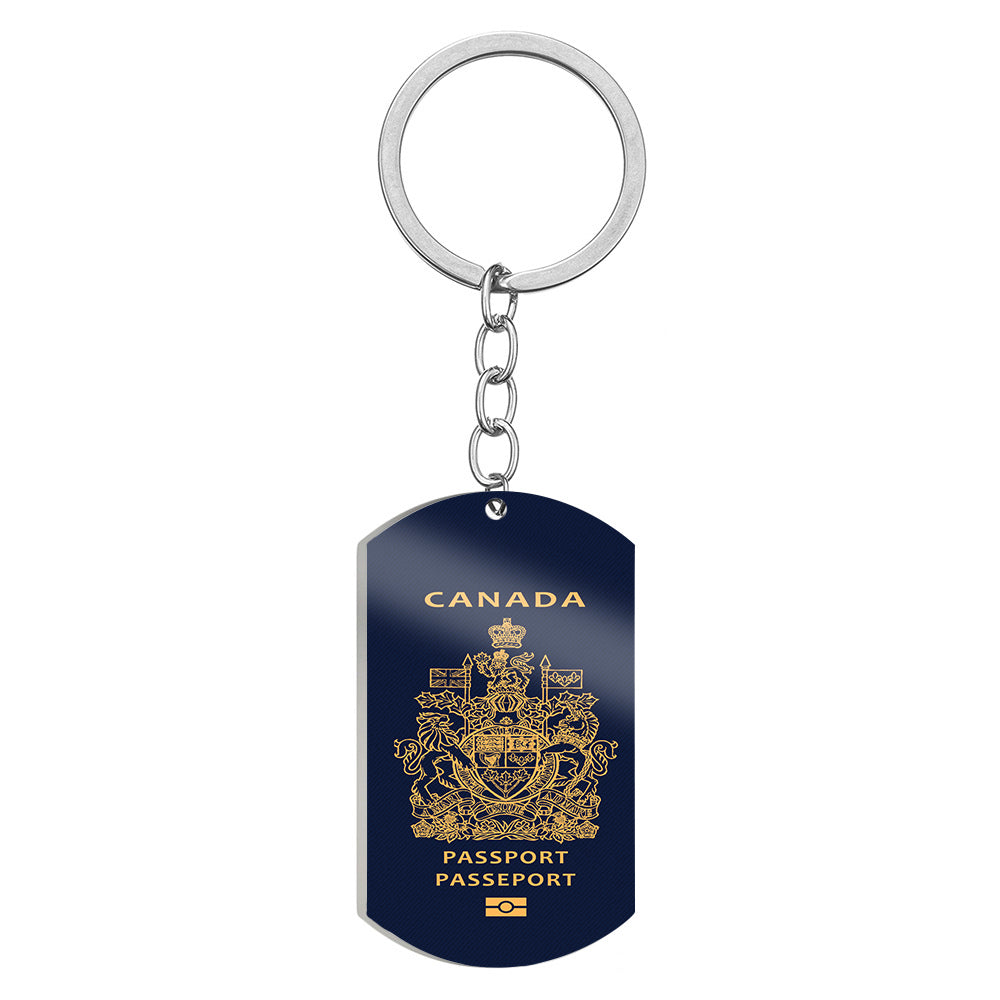 Canada Passport Designed Stainless Steel Key Chains (Double Side)