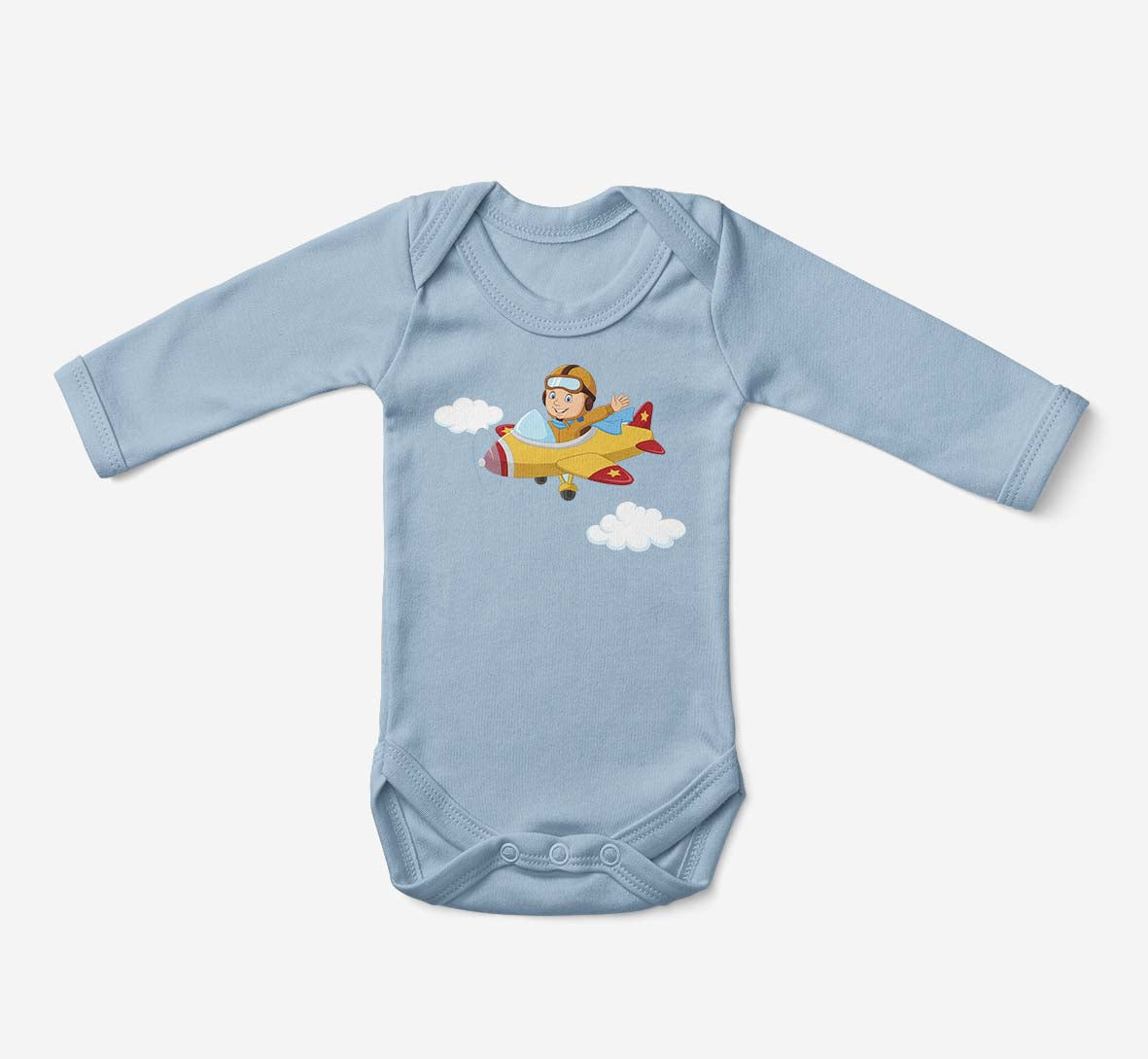 Cartoon Little Boy Operating Plane Designed Baby Bodysuits