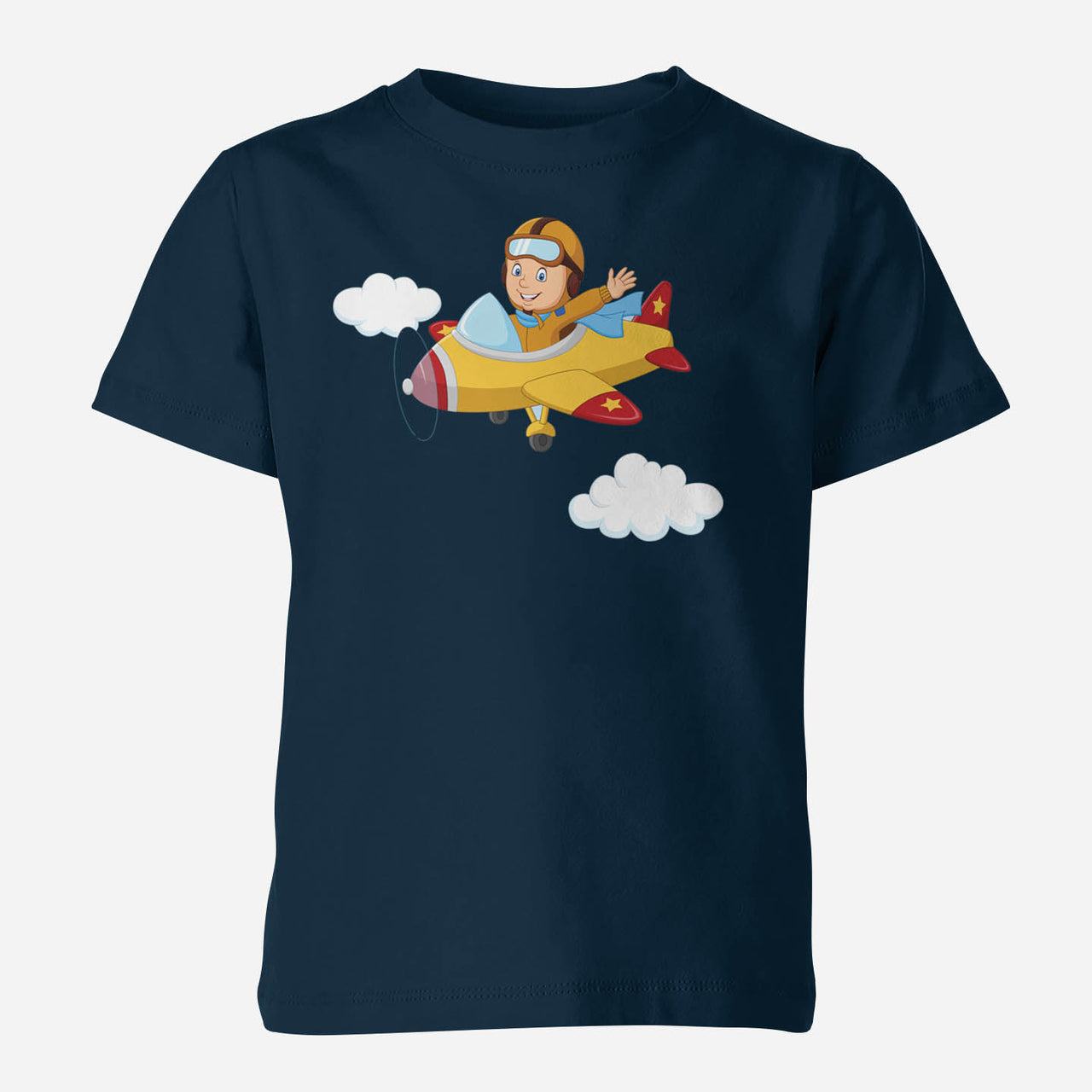 Cartoon Little Boy Operating Plane Children T-Shirts