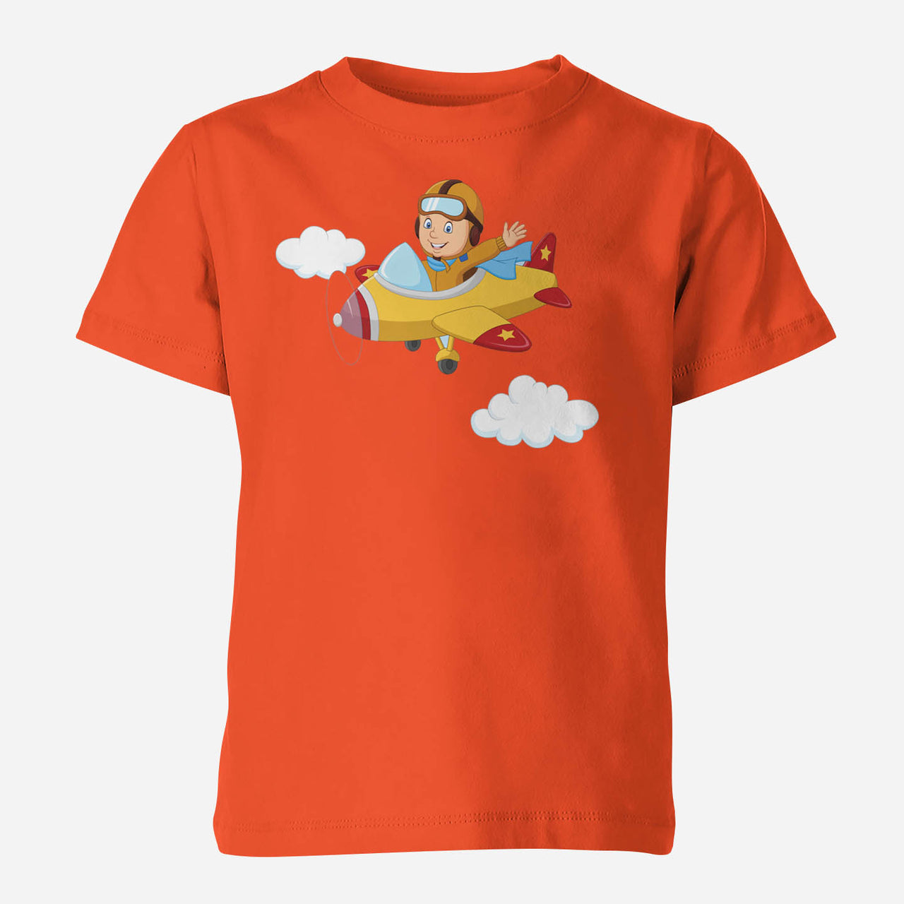 Cartoon Little Boy Operating Plane Children T-Shirts