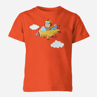 Thumbnail for Cartoon Little Boy Operating Plane Children T-Shirts