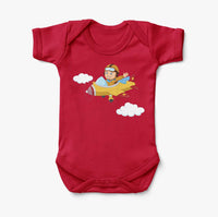 Thumbnail for Cartoon Little Boy Operating Plane Designed Baby Bodysuits