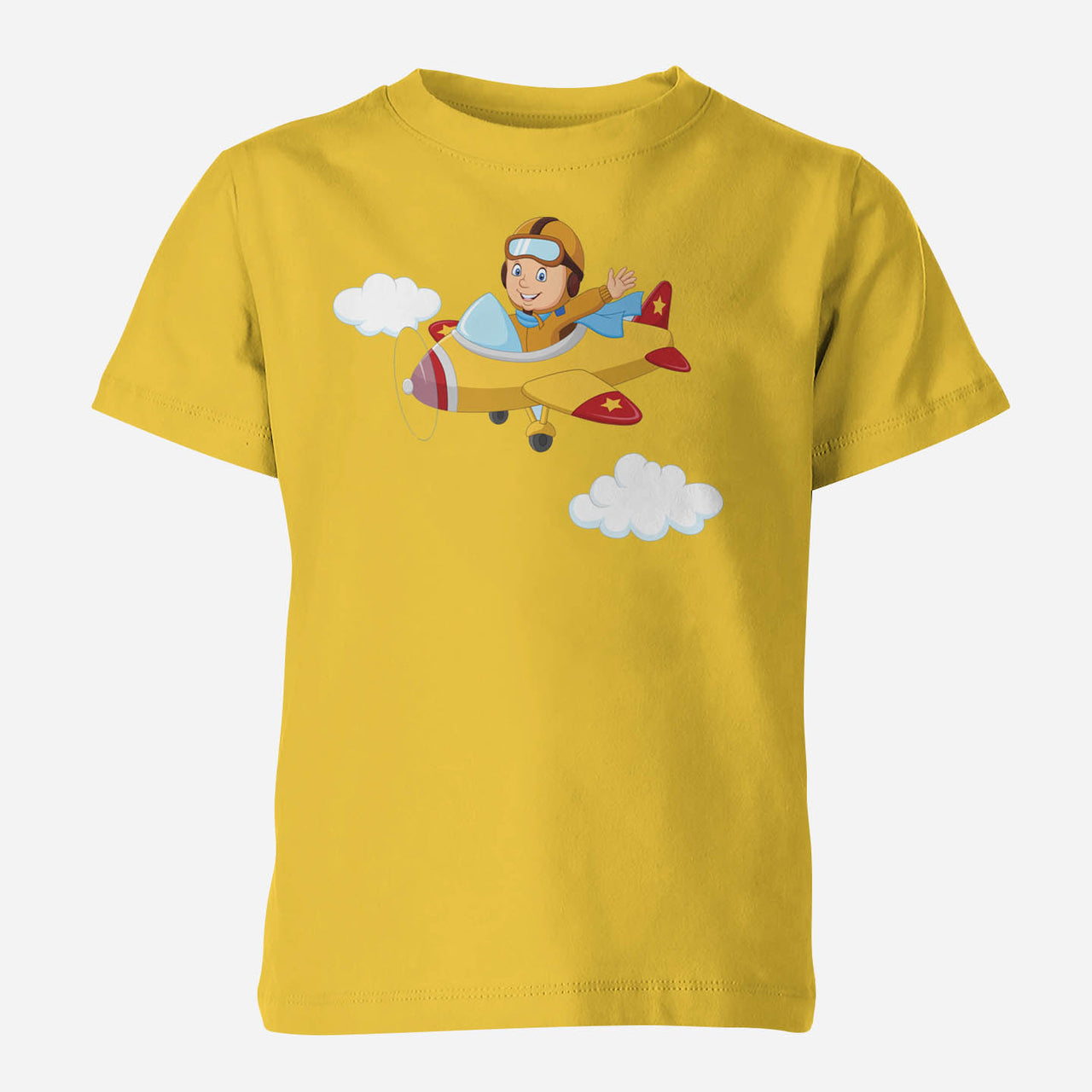 Cartoon Little Boy Operating Plane Children T-Shirts