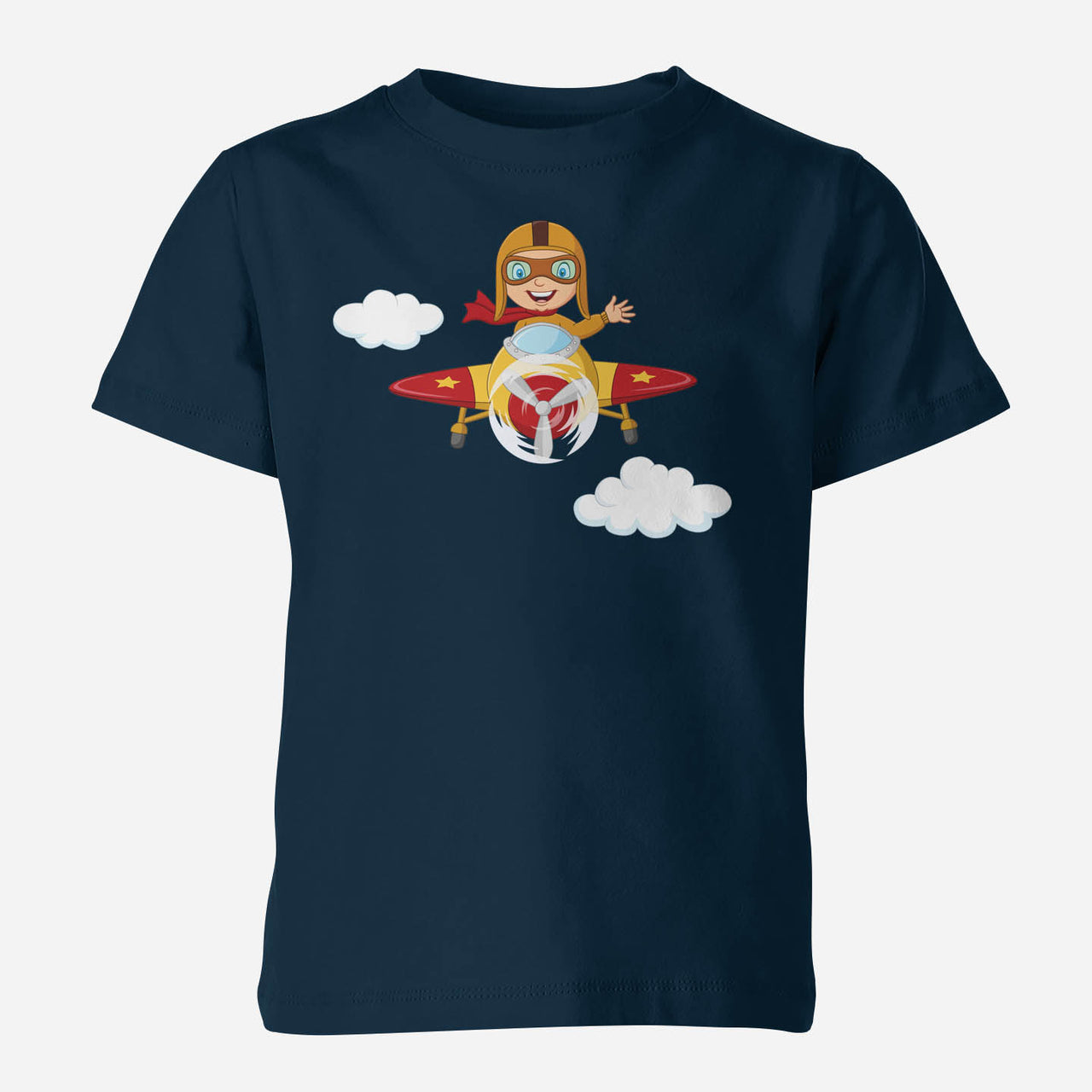Cartoon Little Boy Operating Plane (Edition 2) Children T-Shirts