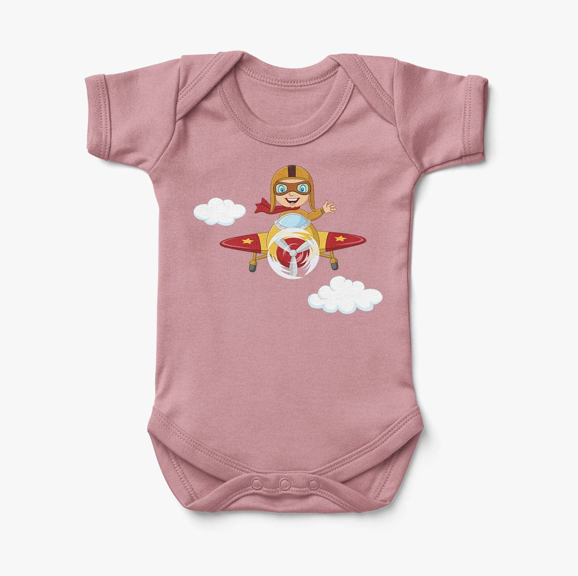 Cartoon Little Boy Operating Plane (Edition 2) Designed Baby Bodysuits