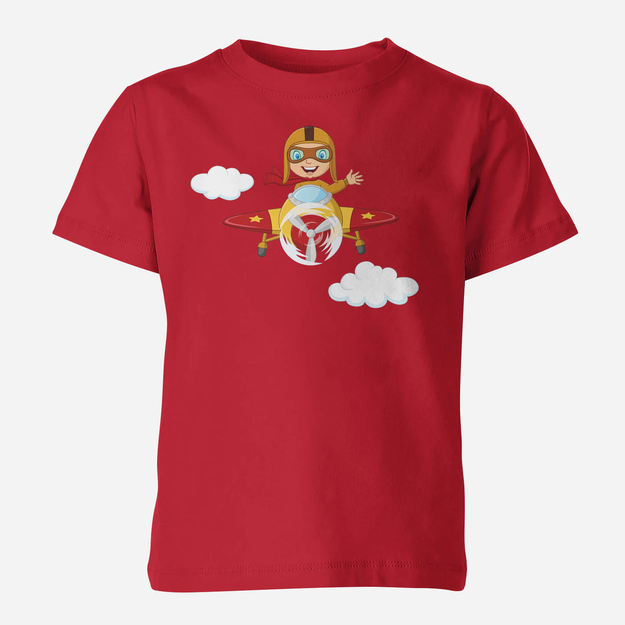 Cartoon Little Boy Operating Plane (Edition 2) Children T-Shirts