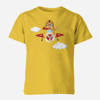 Thumbnail for Cartoon Little Boy Operating Plane (Edition 2) Children T-Shirts