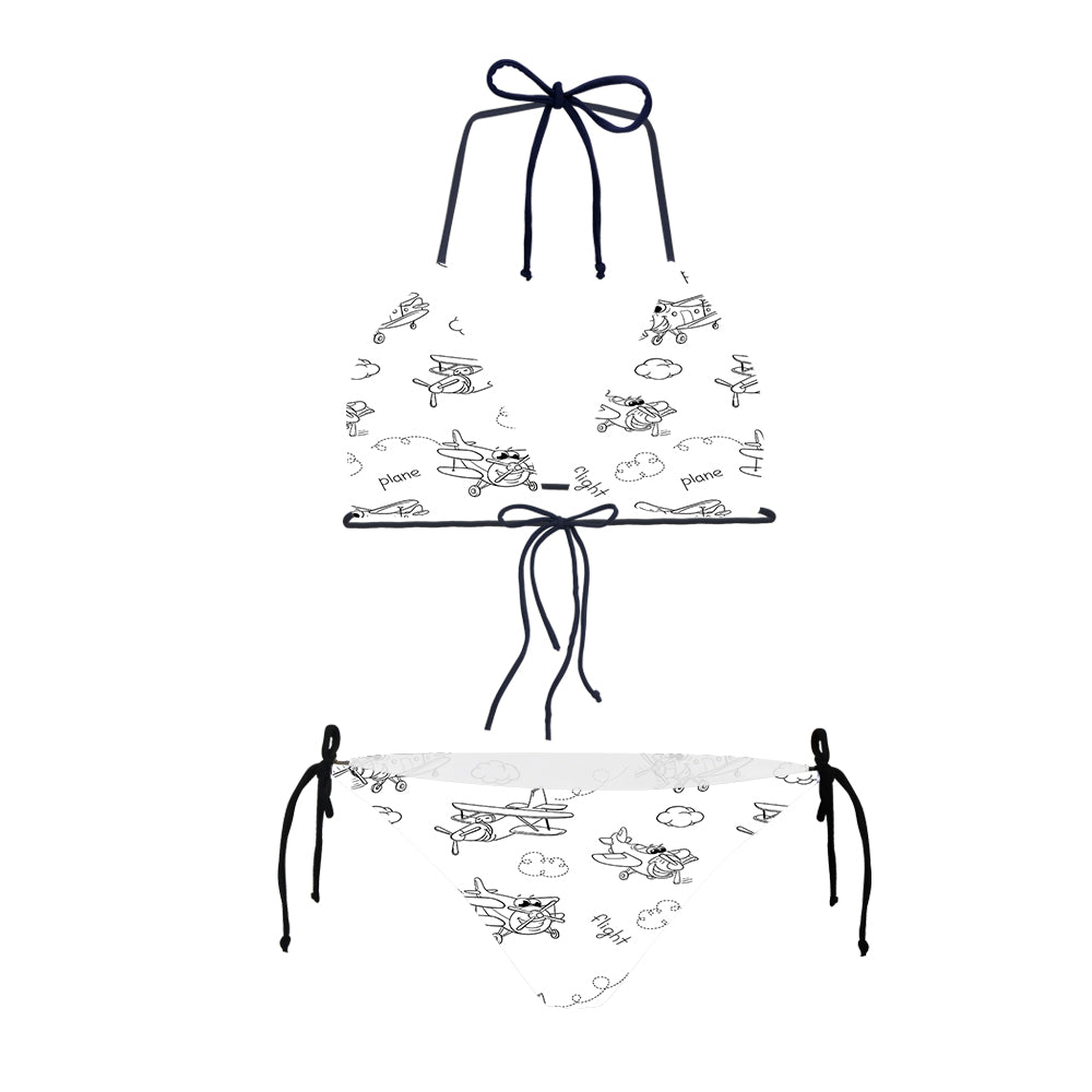 Cartoon Planes Designed Triangle Bikini