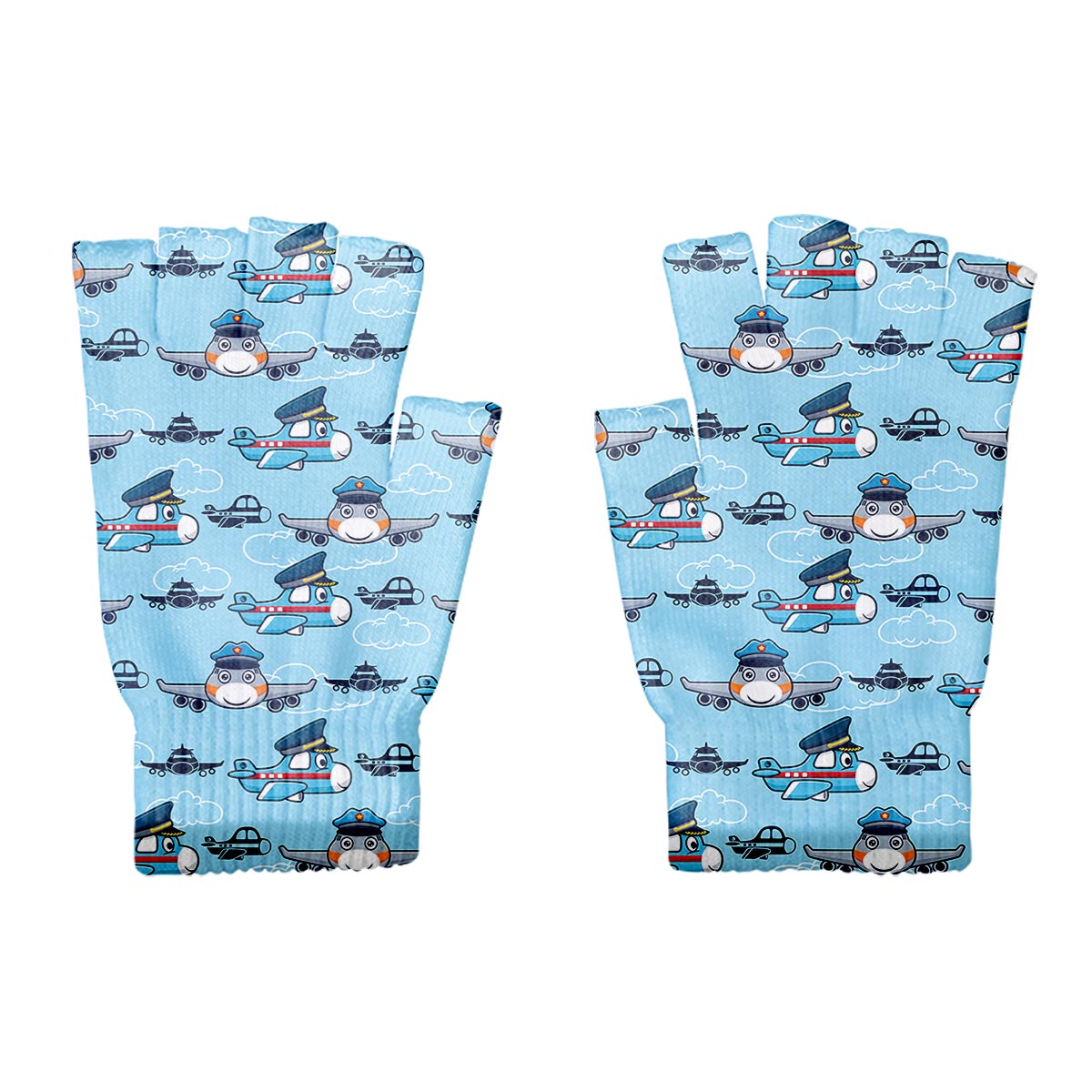 Cartoon & Funny Airplanes Designed Cut Gloves