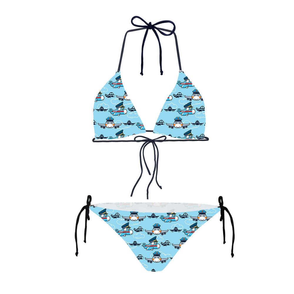 Cartoon & Funny Airplanes Designed Triangle Bikini
