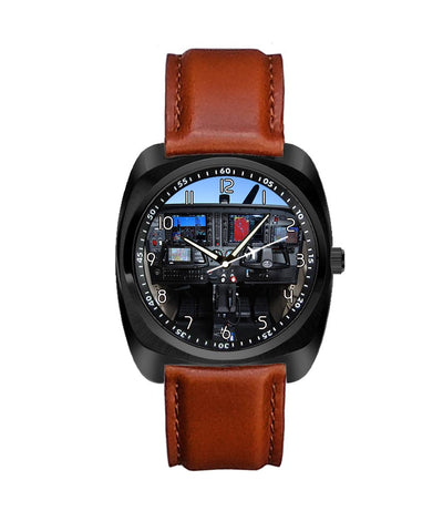 Cessna 172 Cockpit aviation-themed luxury watch, polished stainless steel.