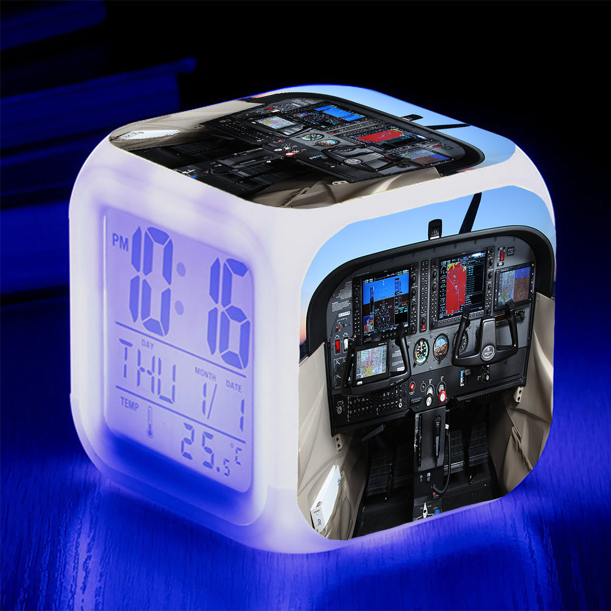 Cessna 172 Cockpit Designed "7 Colour" Digital Alarm Clock
