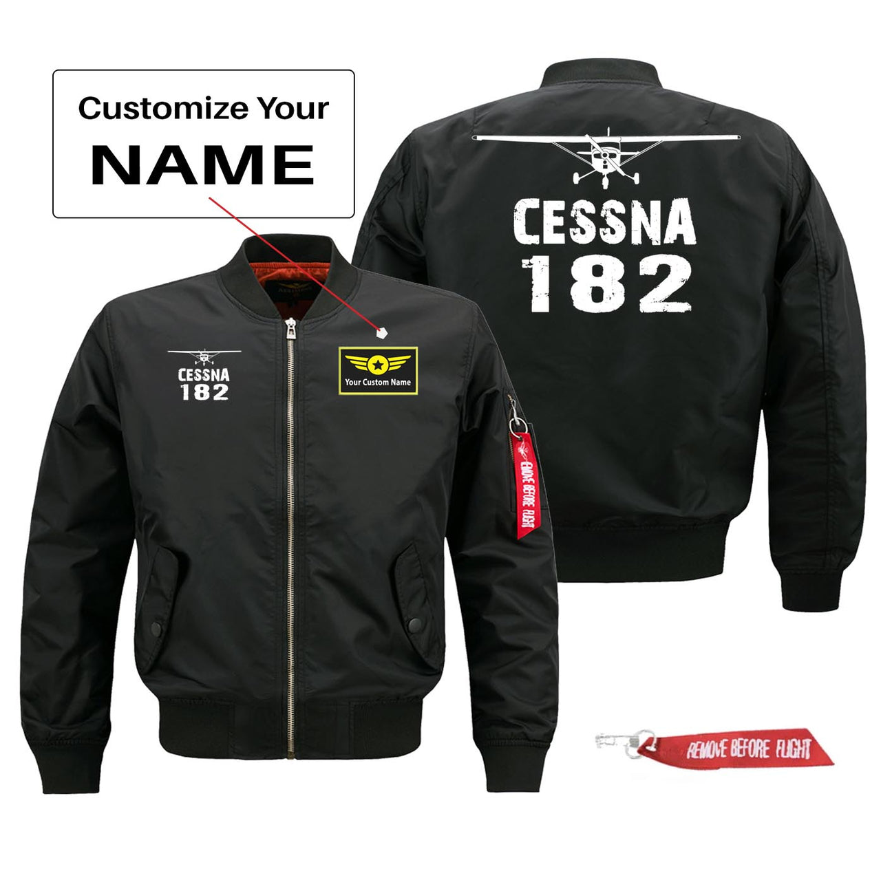 Cessna 182 Silhouette & Designed Pilot Jackets (Customizable)