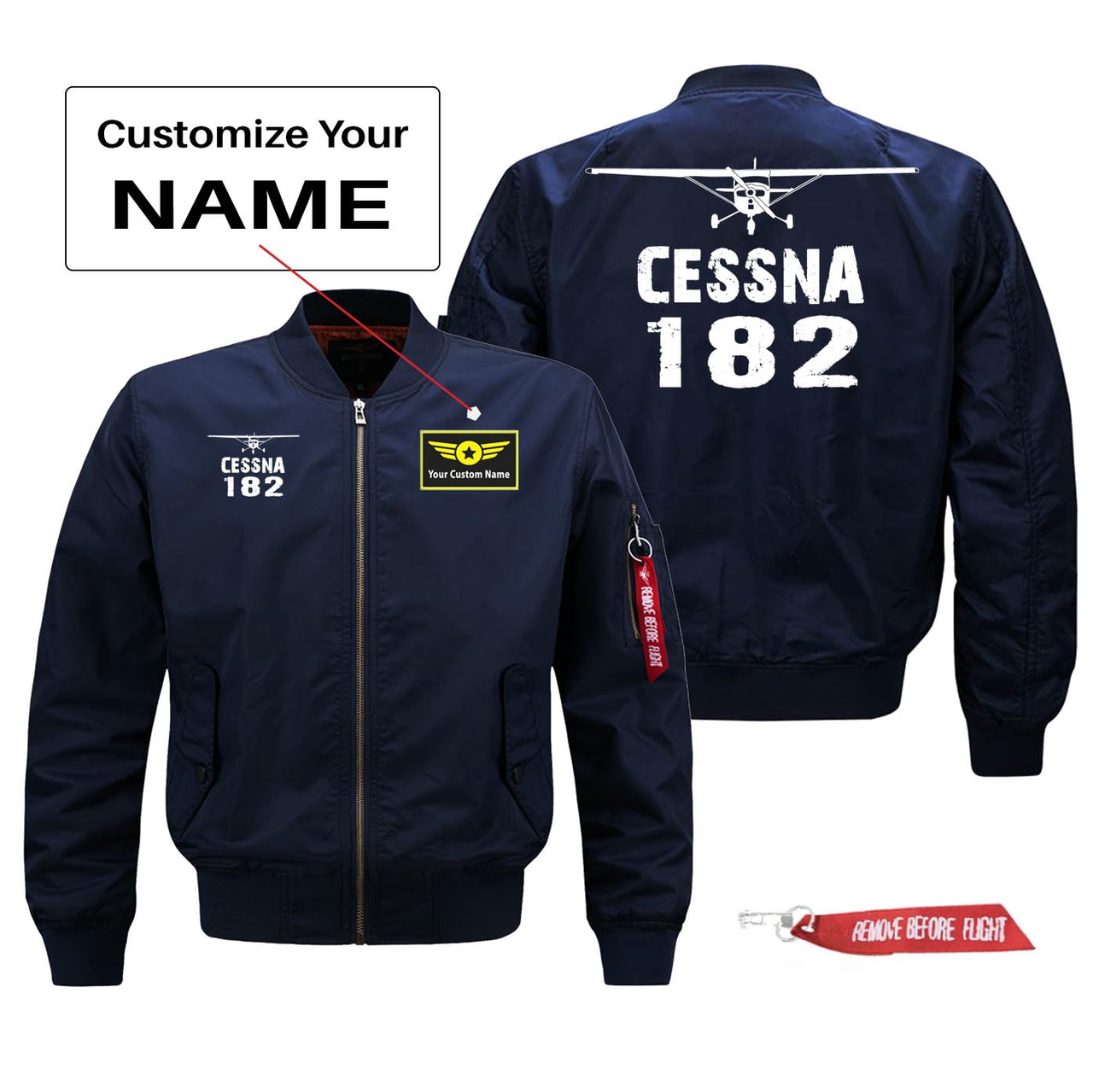 Cessna 182 Silhouette & Designed Pilot Jackets (Customizable)