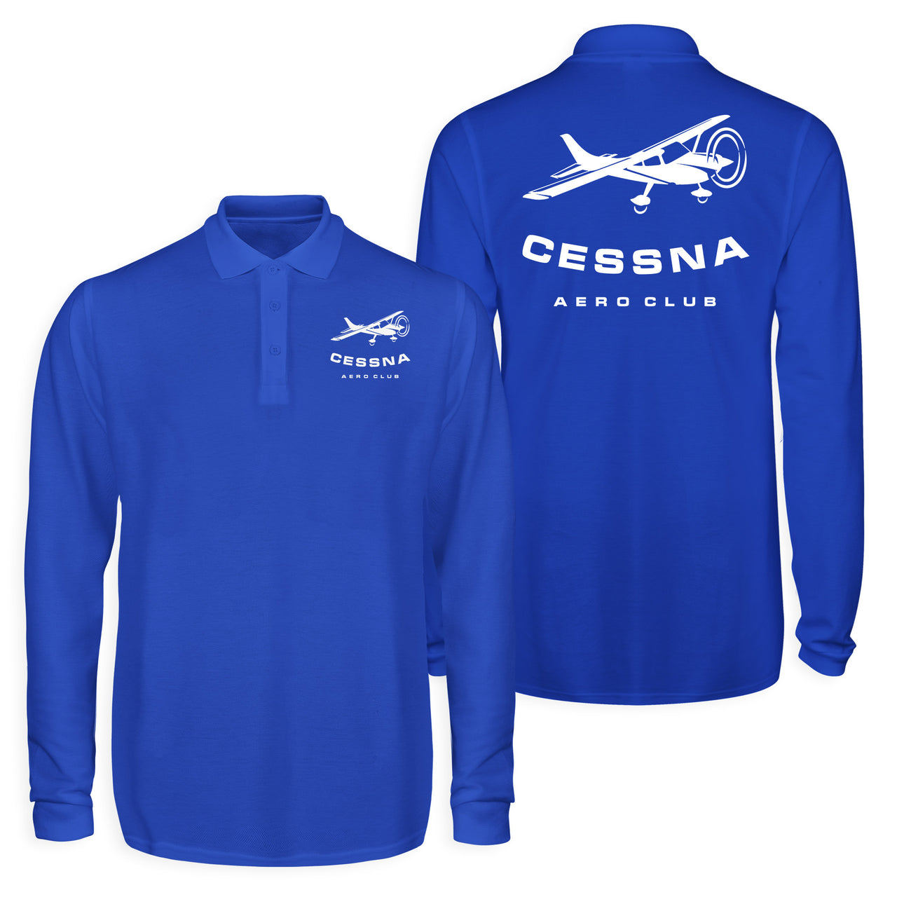 Cessna Aeroclub Designed Long Sleeve Polo T-Shirts (Double-Side)