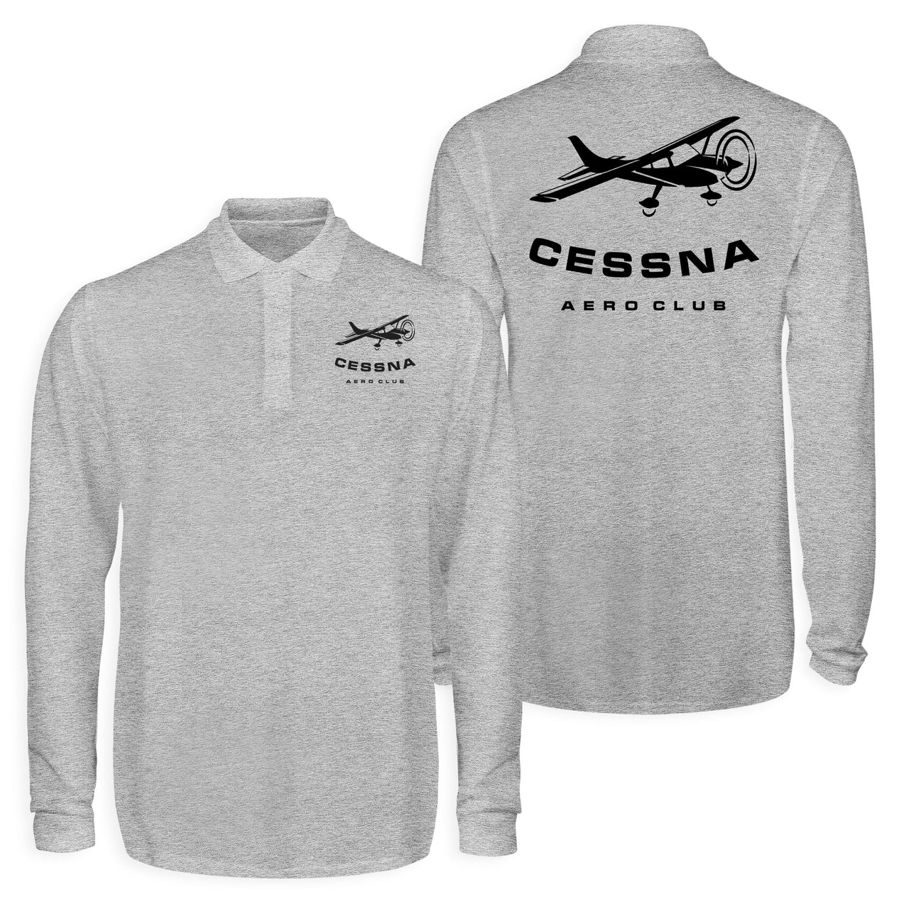 Cessna Aeroclub Designed Long Sleeve Polo T-Shirts (Double-Side)