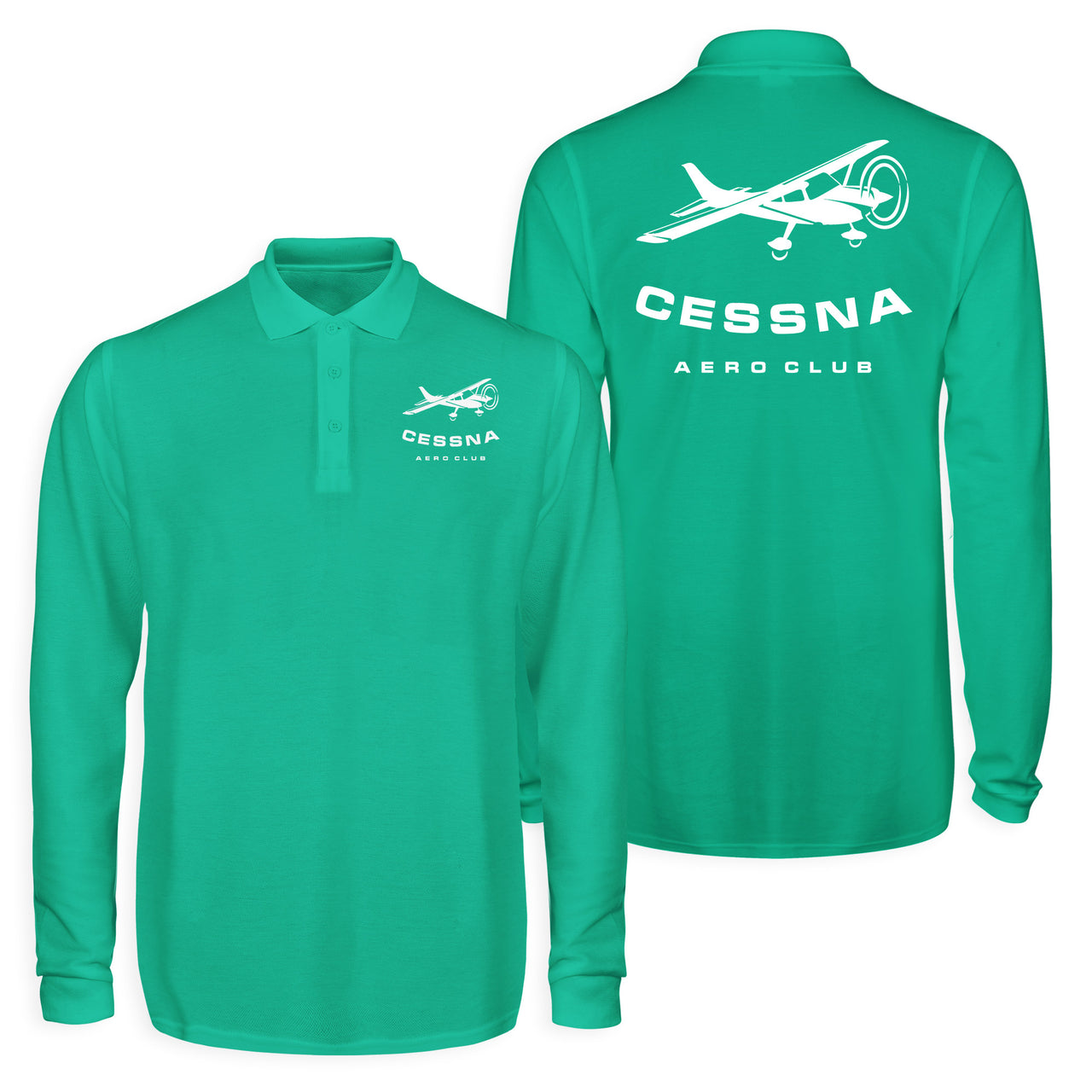 Cessna Aeroclub Designed Long Sleeve Polo T-Shirts (Double-Side)