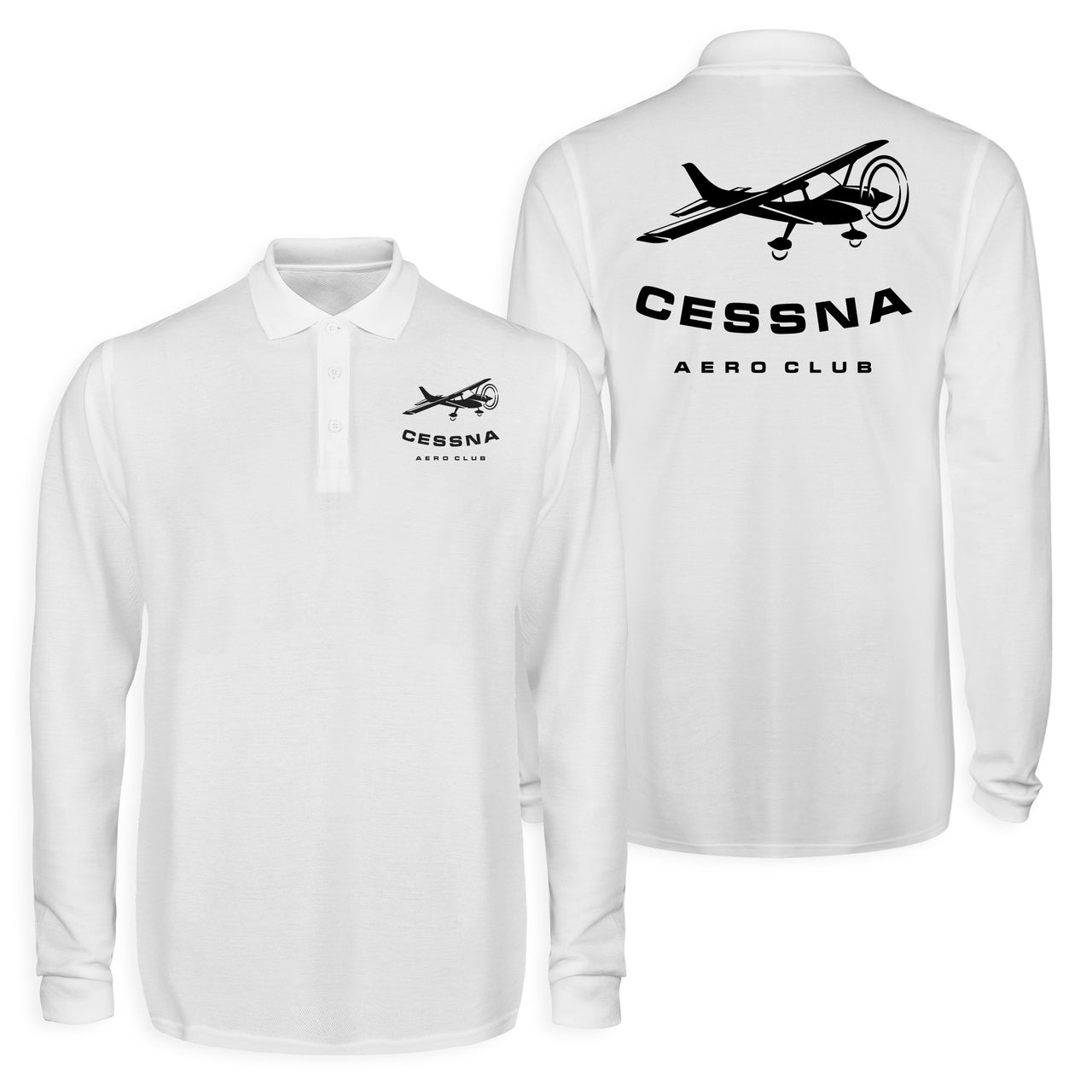 Cessna Aeroclub Designed Long Sleeve Polo T-Shirts (Double-Side)