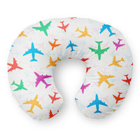 Thumbnail for Cheerful Seamless Airplanes Travel & Boppy Pillows