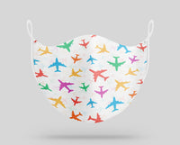 Thumbnail for Cheerful Seamless Airplanes Designed Face Masks