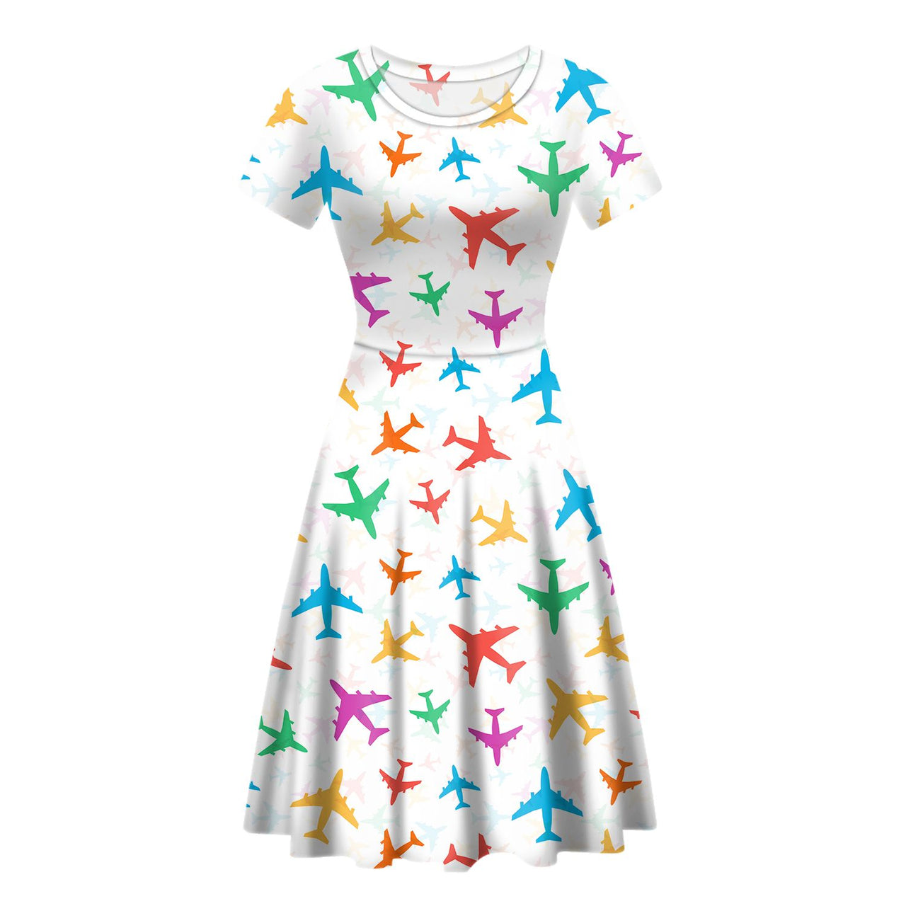 Cheerful Seamless Airplanes Designed Women Midi Dress