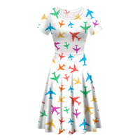 Thumbnail for Cheerful Seamless Airplanes Designed Women Midi Dress