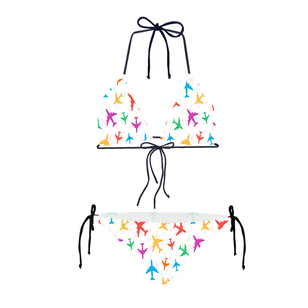 Cheerful Seamless Airplanes Designed Triangle Bikini