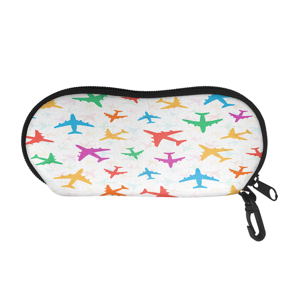 Cheerful Seamless Airplanes Designed Glasses Bag