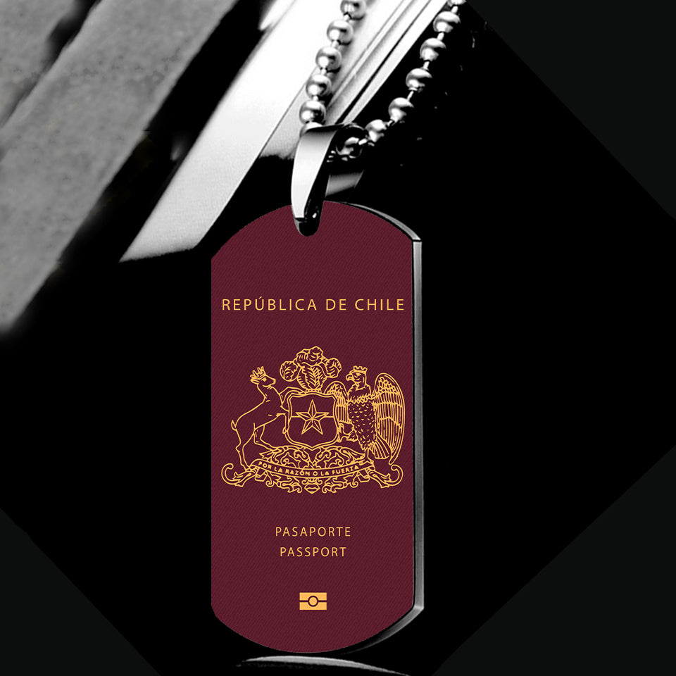 Chile Passport Designed Metal Necklaces