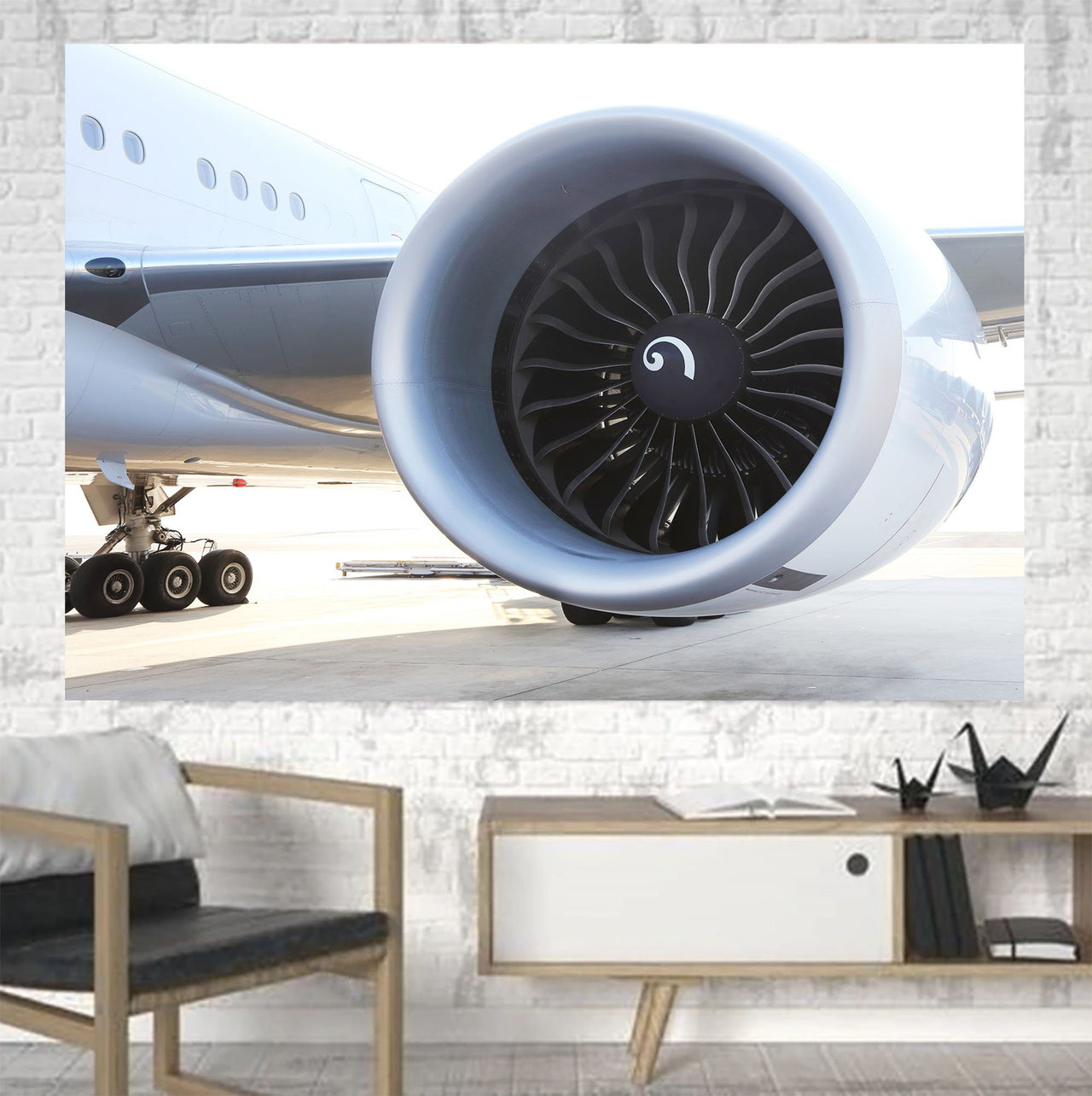 Close Up to Boeing 777 Engine Printed Canvas Posters (1 Piece) Aviation Shop 