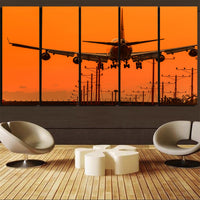 Thumbnail for Close up to Boeing 747 Landing at Sunset Canvas Prints (5 Pieces)