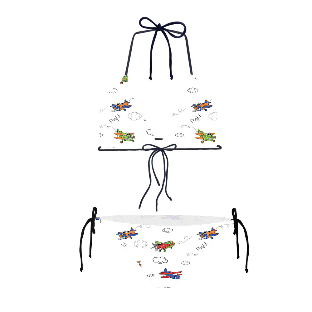 Colorful Cartoon Planes Designed Triangle Bikini