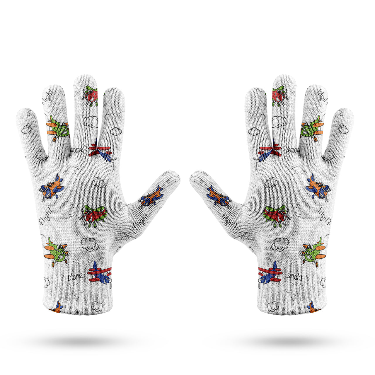 Colorful Cartoon Planes Designed Gloves